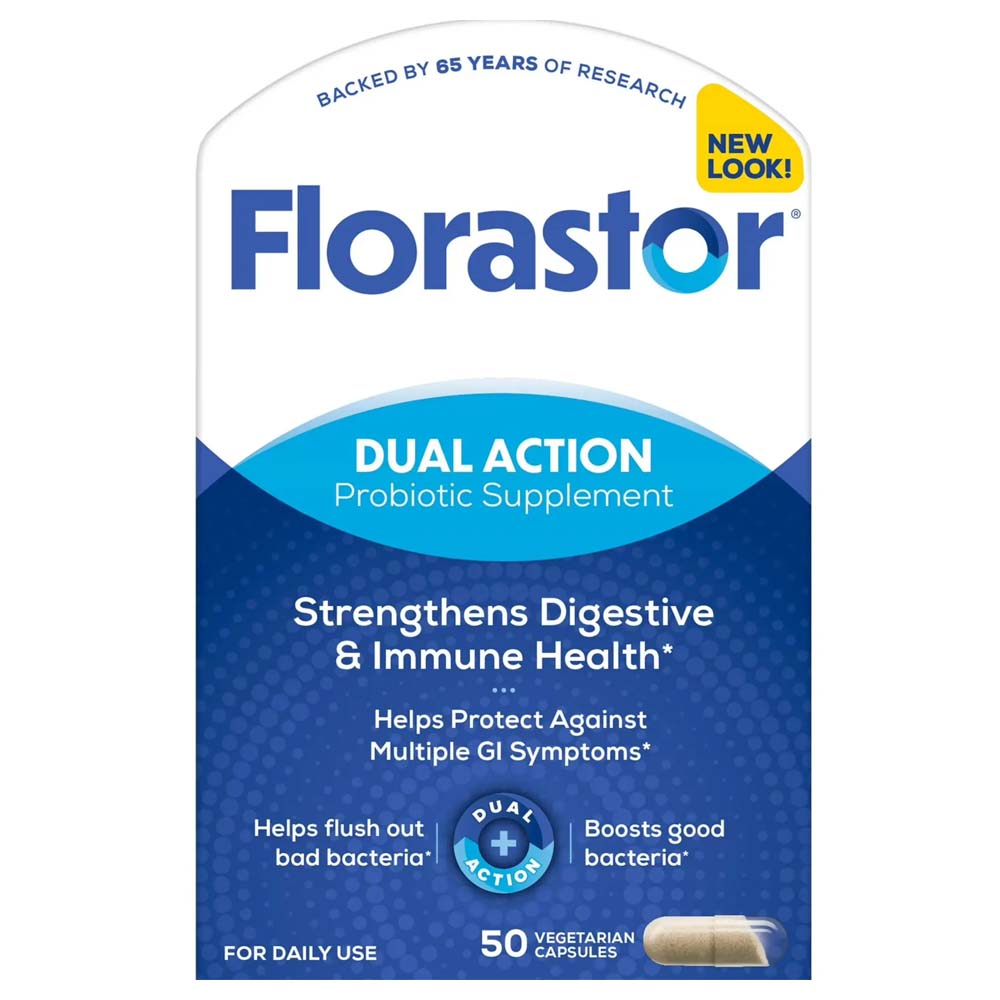 Florastor Dual Action Probiotic Supplement Capsules