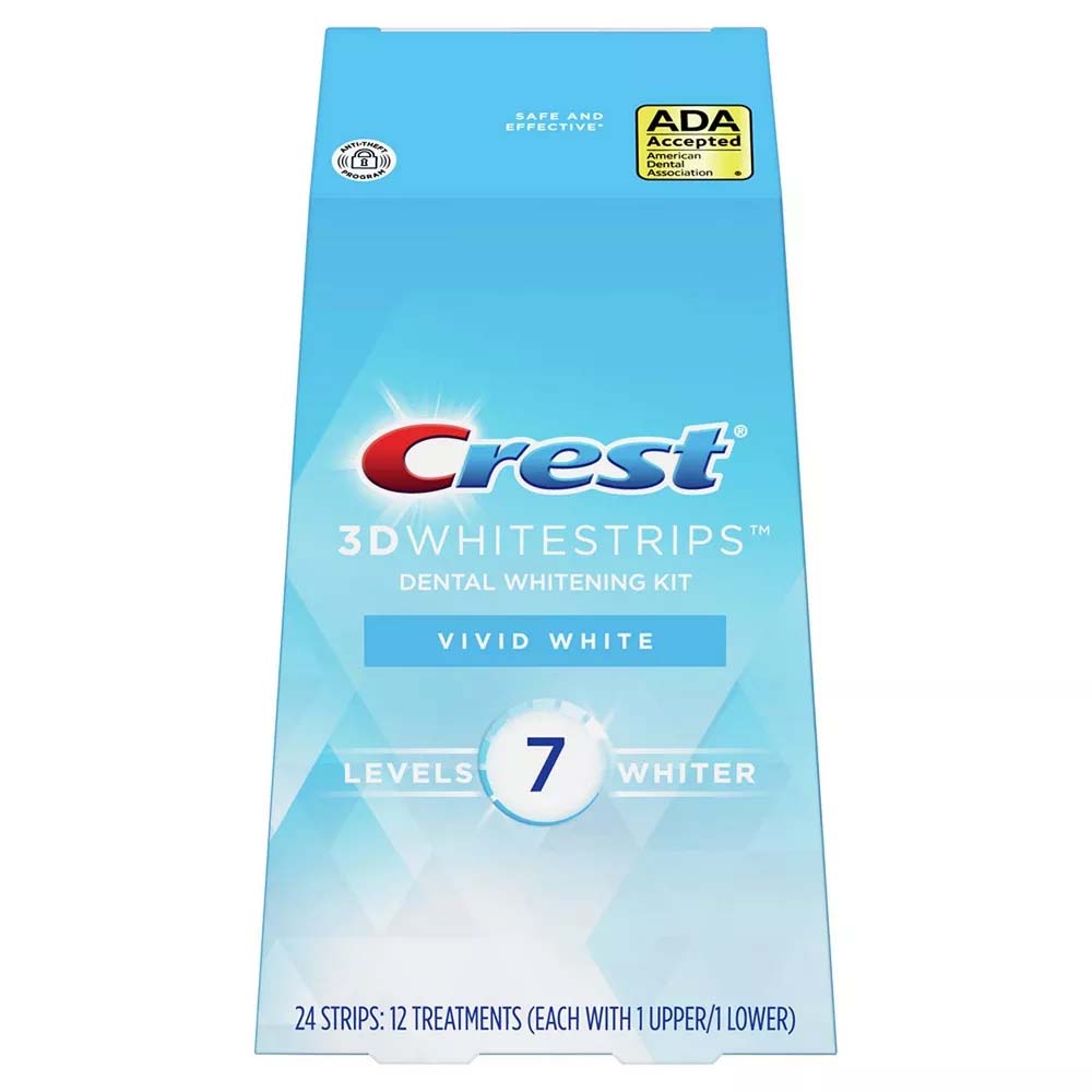 Crest 3D Whitestrips Dental Whitening Kit Vivid White Levels 7 Whiter