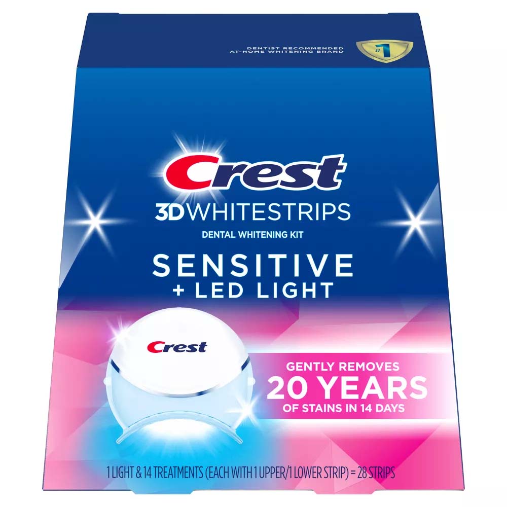 Crest 3D Whitestrips Sensitive + LED Light Dental Whitening Kit