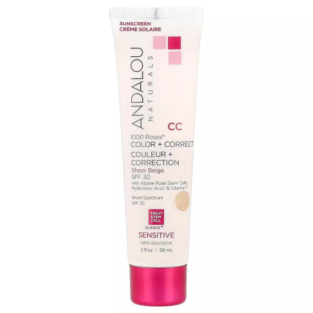 Andalou Naturals Sensitive 1000 Roses Color + Correct Sheer Beige SPF 30