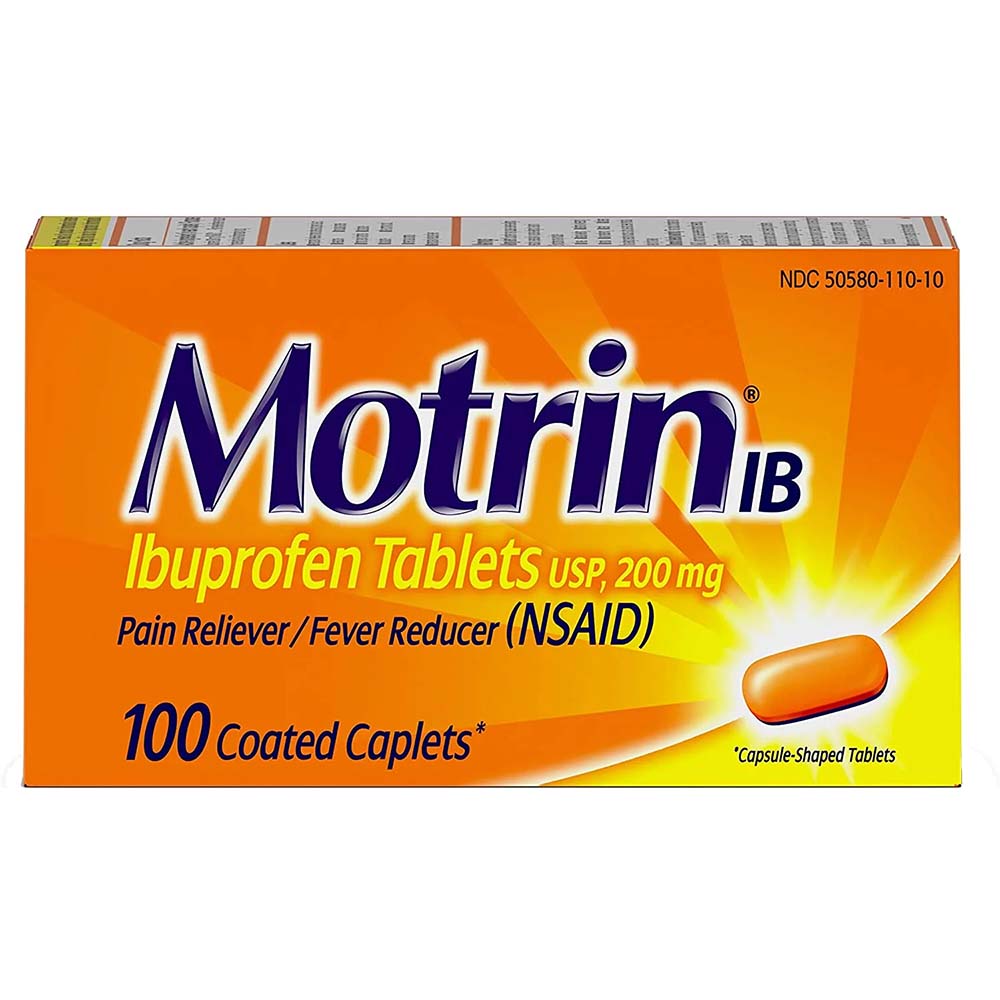 Motrin Ibuprofen Tablets Pain Reliever Fever Reducer Caplets