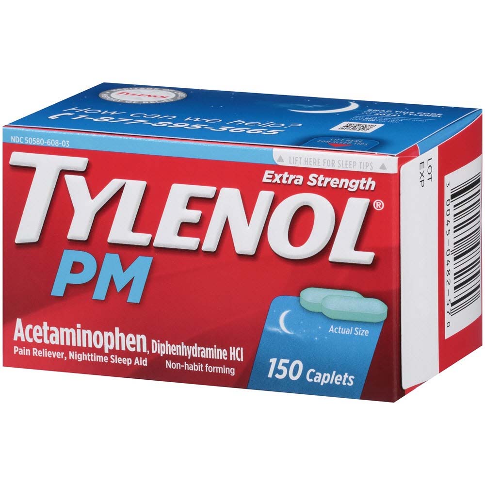 Tylenol PM Extra Strength Pain Reliever Nighttime Sleep Aid Caplets