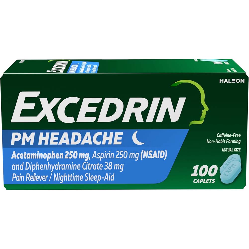 Excedrin PM Headache Pain Reliever Nighttime Sleep Aid Caplets