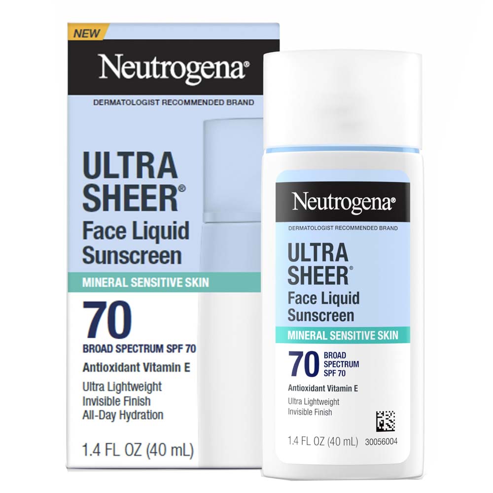 Neutrogena Mineral Ultra Sheer Face Liquid Sunscreen for Sensitive Skin SPF 70