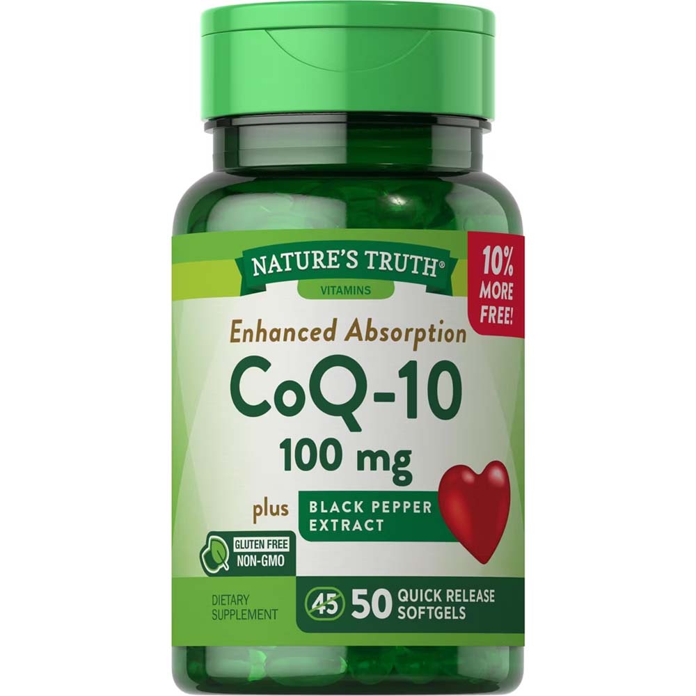 Nature's Truth Enhanced Absorption CoQ-10 100mg Plus Black Pepper Extract Softgels