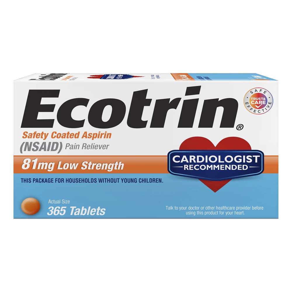 Ecotrin Low Strength Safety Coated Aspirin 81mg Tablets