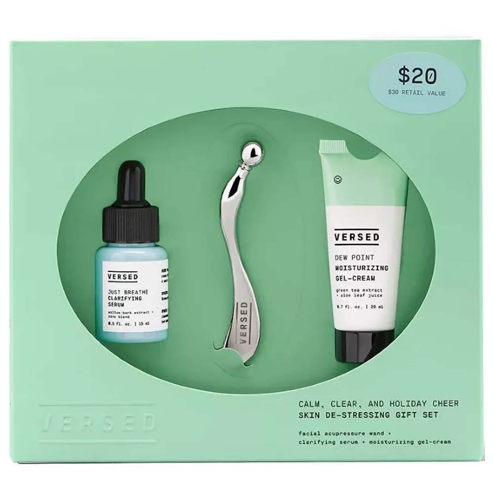 Versed Calm Clear and Holiday Cheer Skin De-Stressing 3 Piece Gift Set