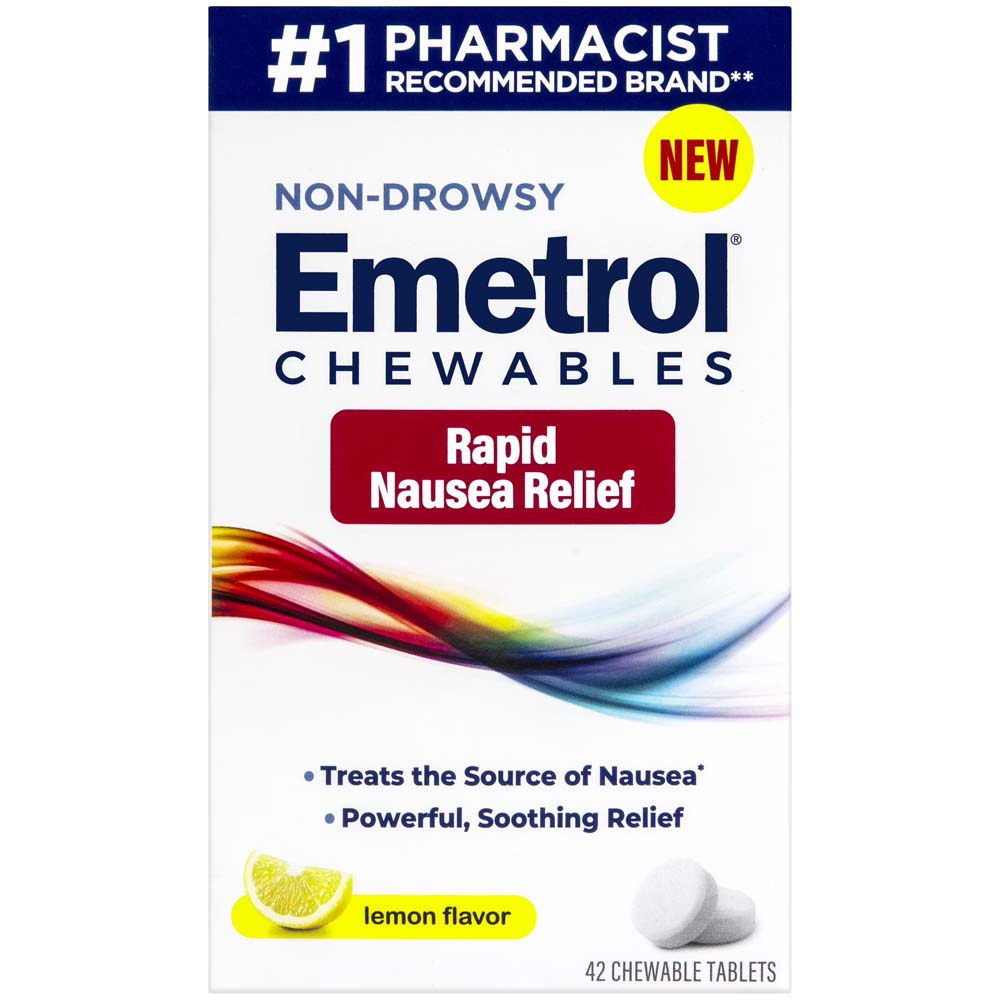 Emetrol Chewables Non-Drowsy Rapid Nausea Relief Lemon Flavor Tablets