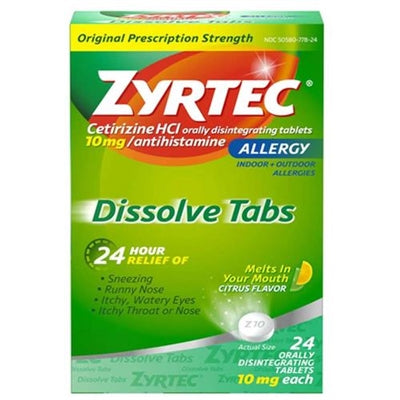 Zyrtec Allergy 24 HR Indoor and Outdoor Allergies Dissolve Tabs