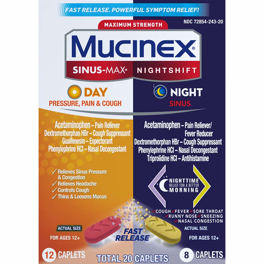 Mucinex Day and Night Sinus Max Nightshift Caplets