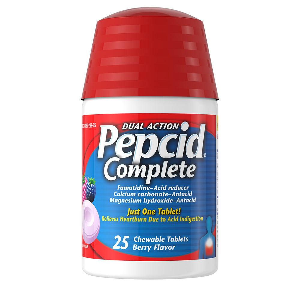 Pepcid Complete Dual Action Acid Reducer Chewable Tablets, Berry Flavor