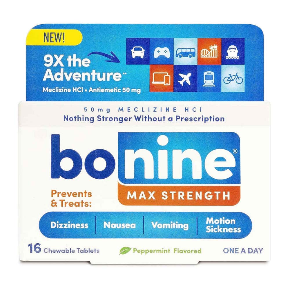 Bonine Max Strength Motion Sickness & Nausea Relief Chewable Tablets Peppermint Flavored