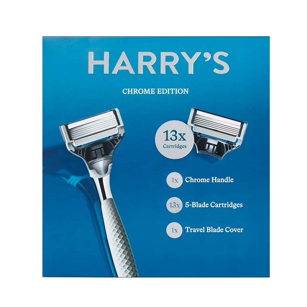 Harry's Chrome Edition Handle, Cartridges and Travel Blade Cover