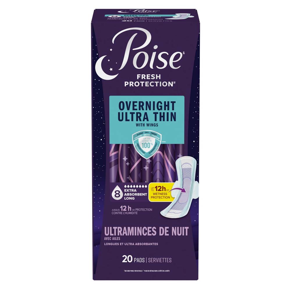 Poise Overnight Ultra Thin with Wings Incontinence Pads