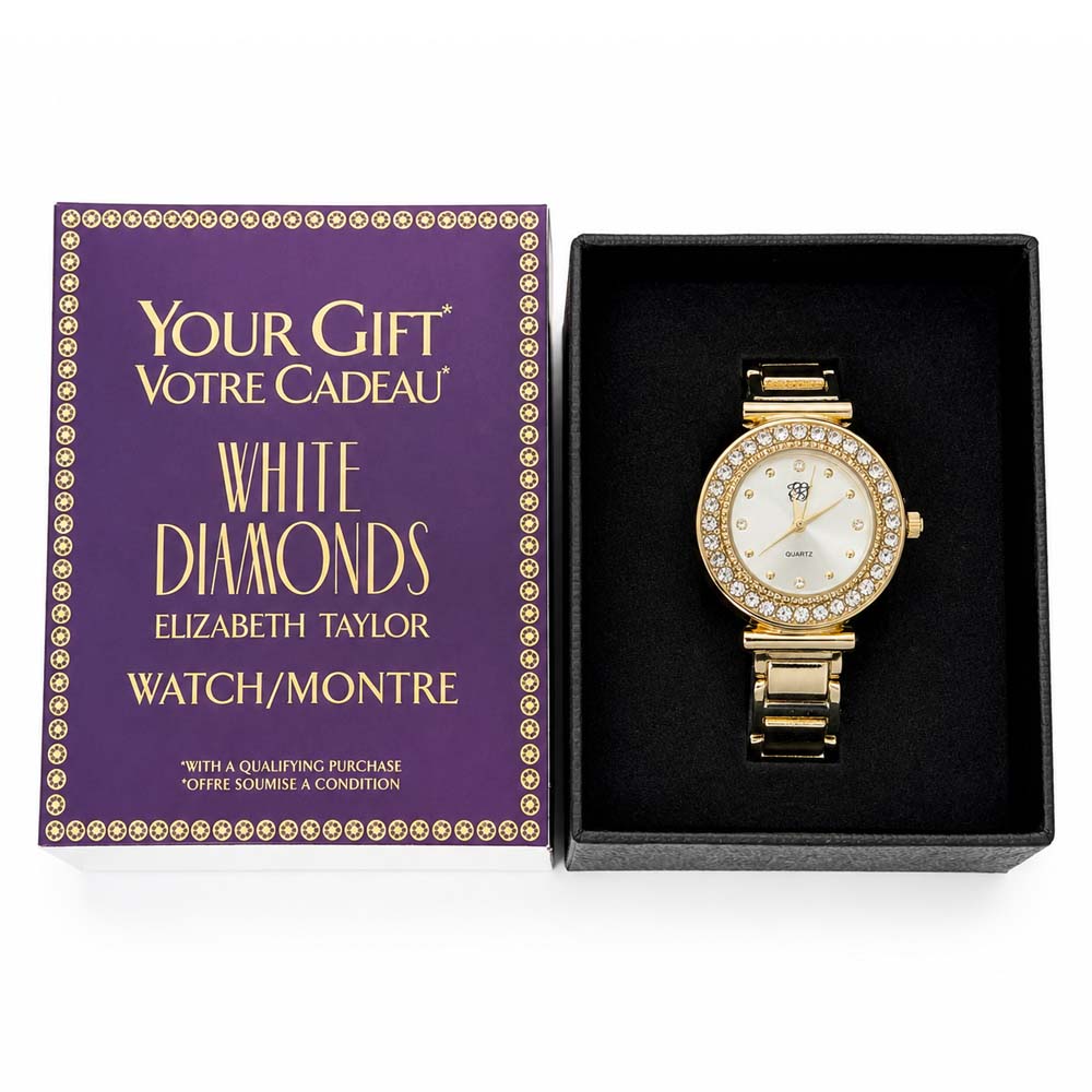 Elizabeth Taylor White Diamonds Gold Watch