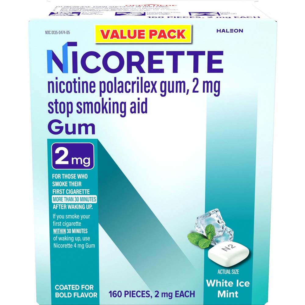 Nicorette Nicotine Gum 2mg White Ice Mint
