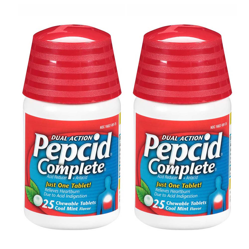 Pepcid Complete Dual Action Acid Reducer Tablets, Cool Mint Flavor