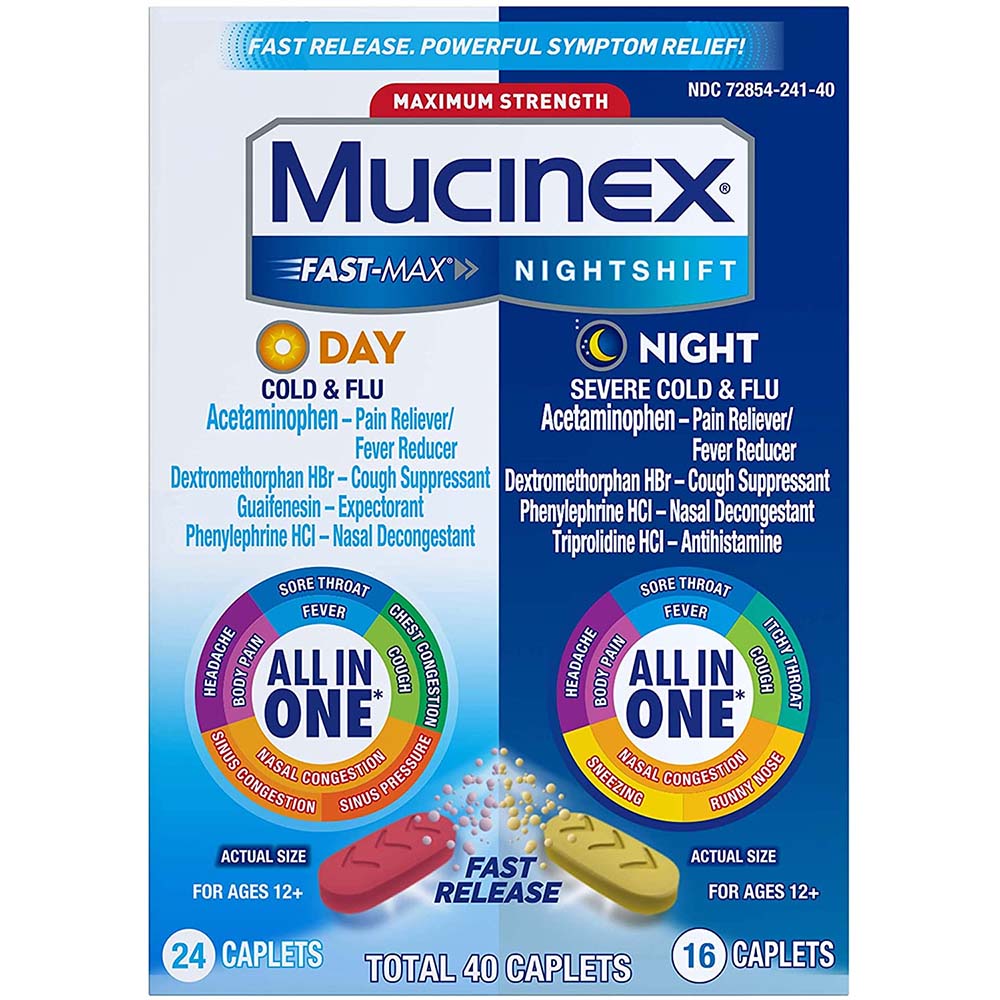 Mucinex Fast-Max Night Shift Day & Night Cold & Flu Caplets