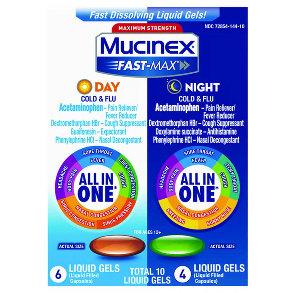 Mucinex Maximum Strength Fast-Max Day & Night Cold & Flu All In One Liquid Gels