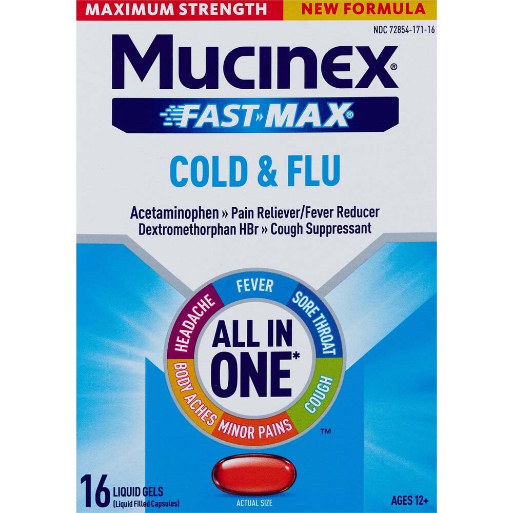 Mucinex Maximum Strength Fast Max Cold and Flu All In One Liquid Gels