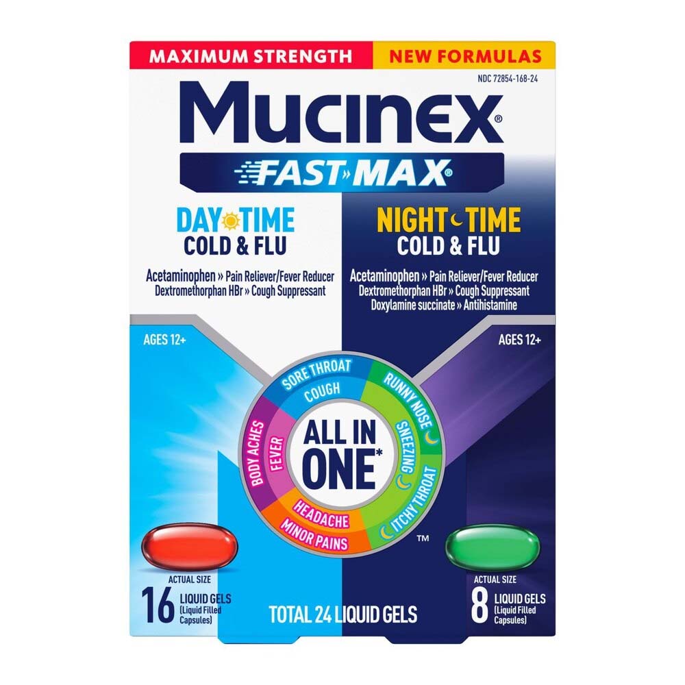 Mucinex Maximum Strength Fast-Max Daytime & Nighttime Cold & Flu Relief Liquid Gels