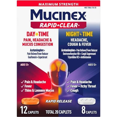 Mucinex Rapid+Clear Day and Night Pain Reliever