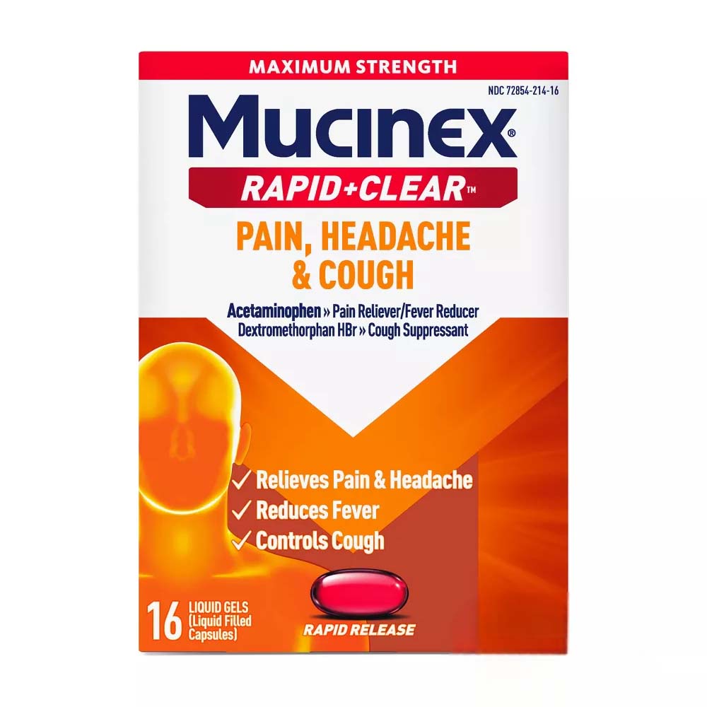 Mucinex Rapid+Clear Pain, Headache & Cough Liquid Gels